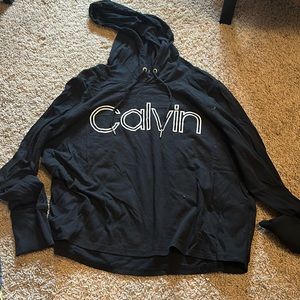 Calvin Black Cropped Light Weight Hoodie